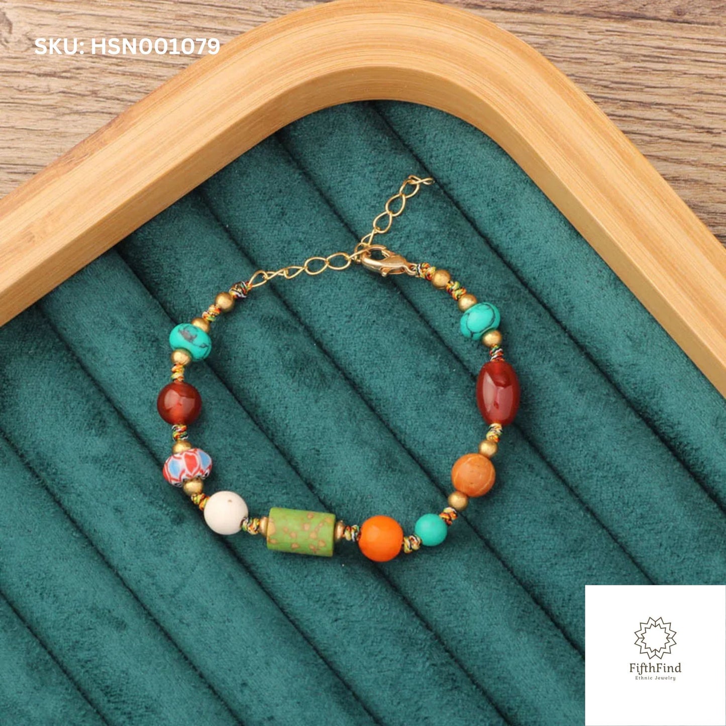 Colorful Gemstone Bracelet with Gold Accents