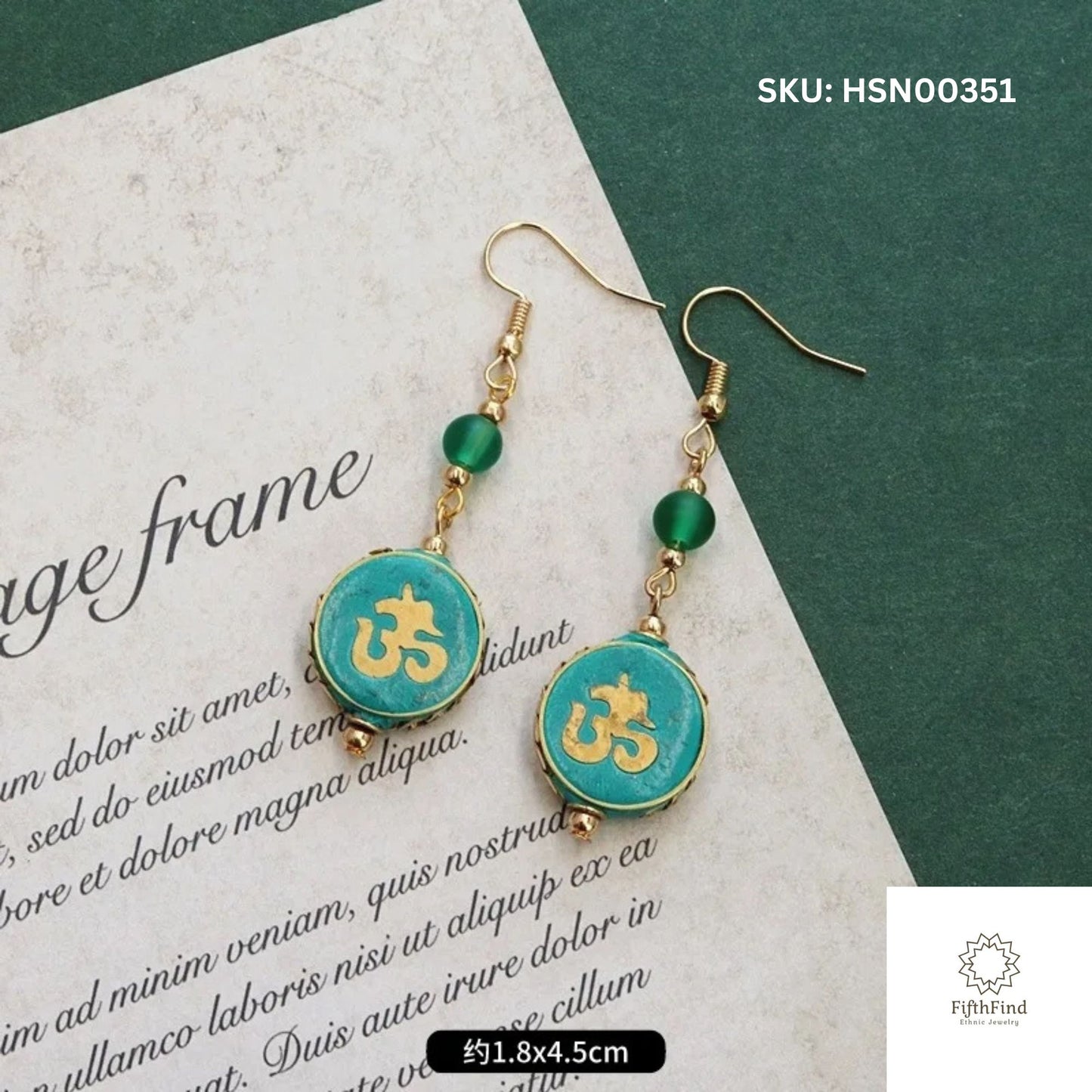 Boho Om Drop Earrings with Turquoise and Gold Accents